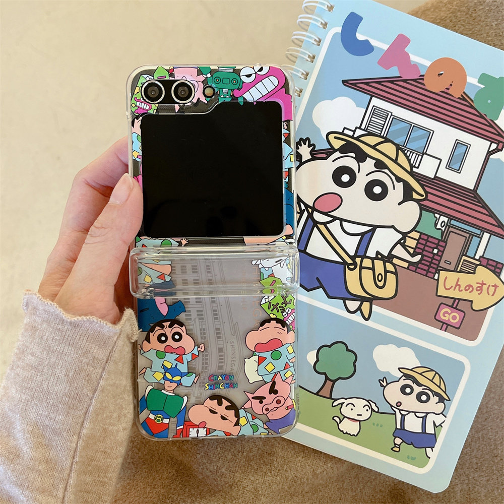 Phone Cases With Wallet - Sevimli Çizgi Film Japon Anime Crayon