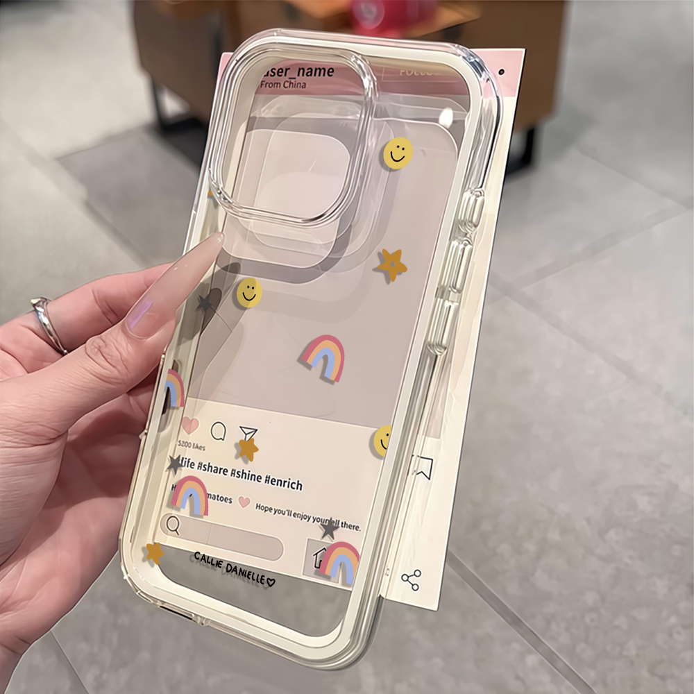 Phone Cases Transparent - Sevimli Gökkuşağı Şeffaf Telefon Kılıfı iPhone