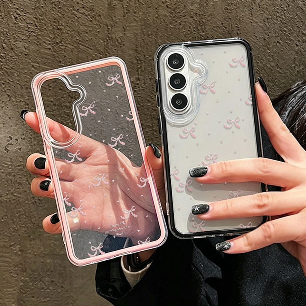 Phone Cases Transparent - Sevimli Pembe Fiyonklu Yumuşak Telefon Kılıfı