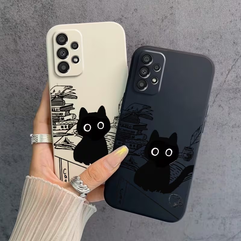 Phone Cases Cat - Sevimli Okuyan Siyah Kedi Desenli Telefon