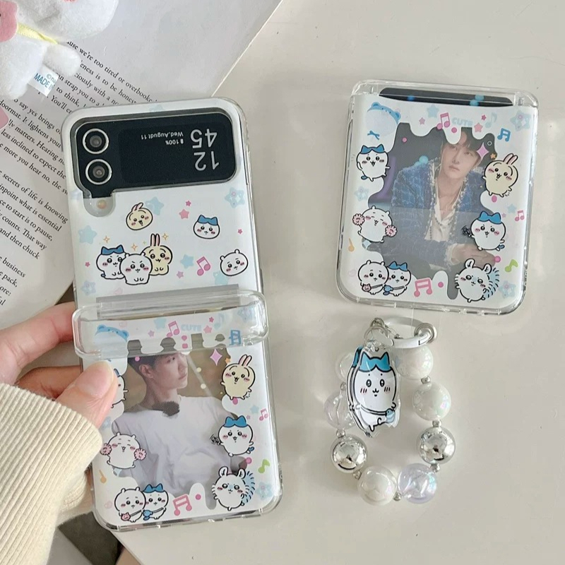 Phone Cases With Wallet - Sevimli Karikatür Japon Anime Chiikawa Kartlıklı