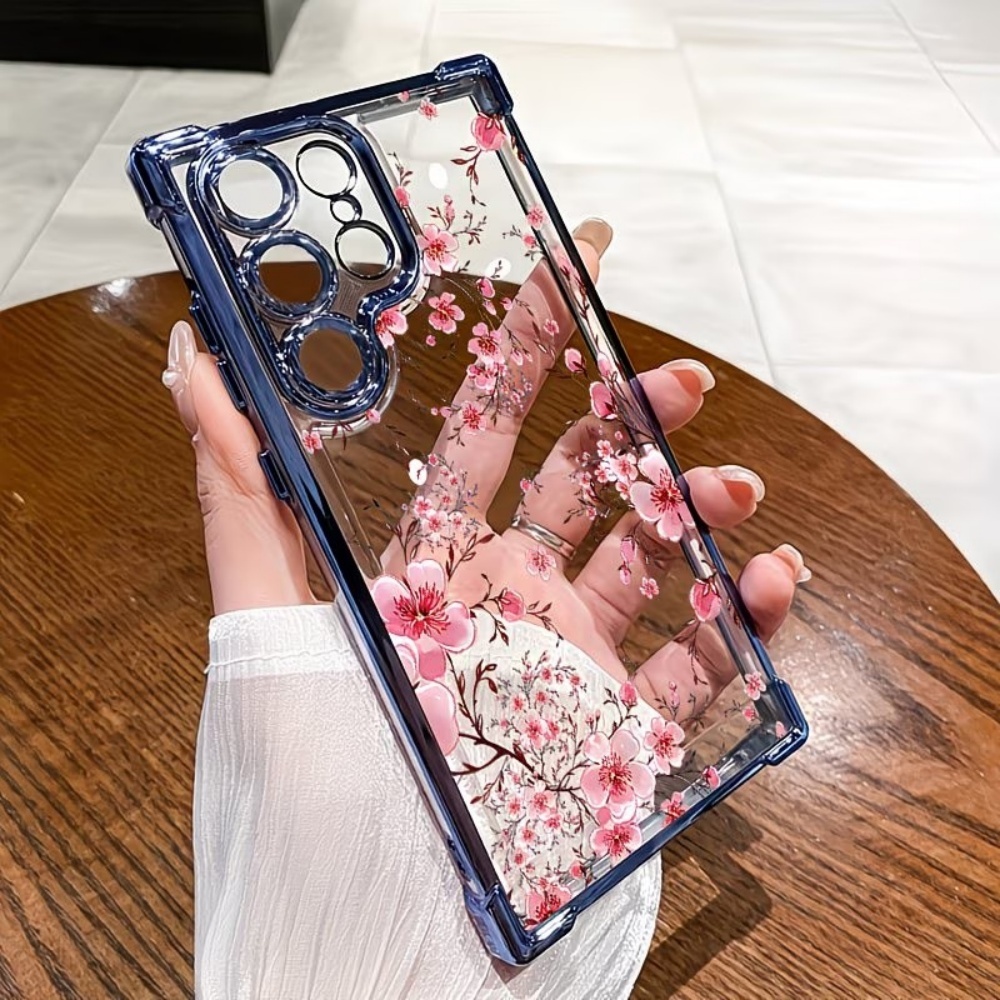 Phone Cases Samsung S25 Ultra - Kiraz Çiçeği Elektrokaplama Dört Köşeli Darbeye