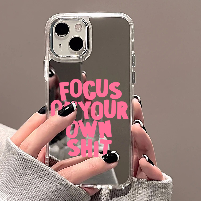 Phone Cases Transparent - Trendy Sözler ve Renkli Harfli Aynalı