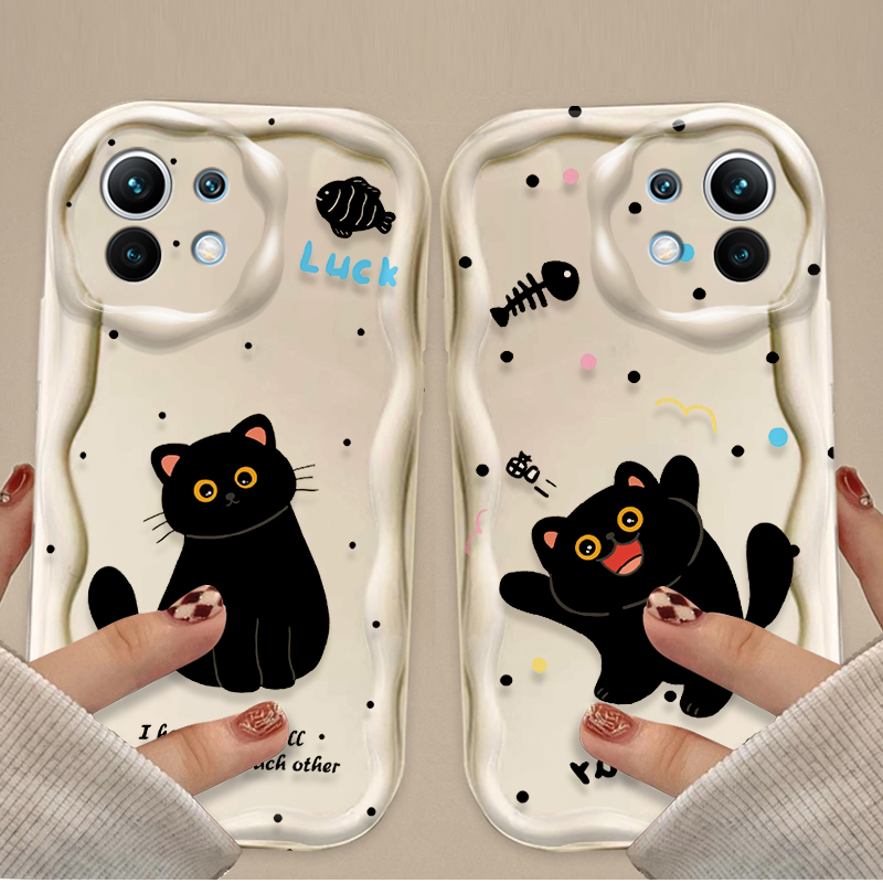Phone Cases Cat - Yaratıcı Siyah Kedi Karikatür Darbeye Dayanıklı