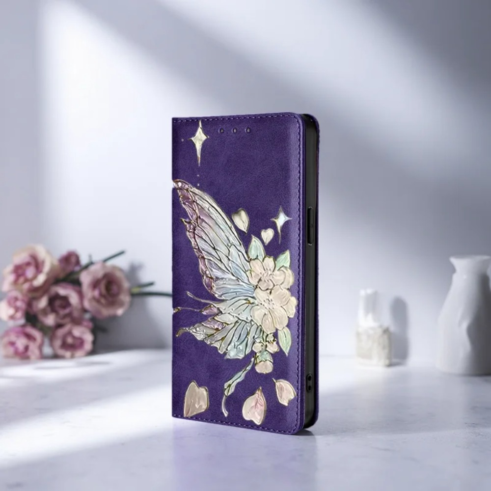 Phone Cases Samsung S25 Ultra - Boyalı Manyetik Kapaklı Deri Cüzdan Kılıf