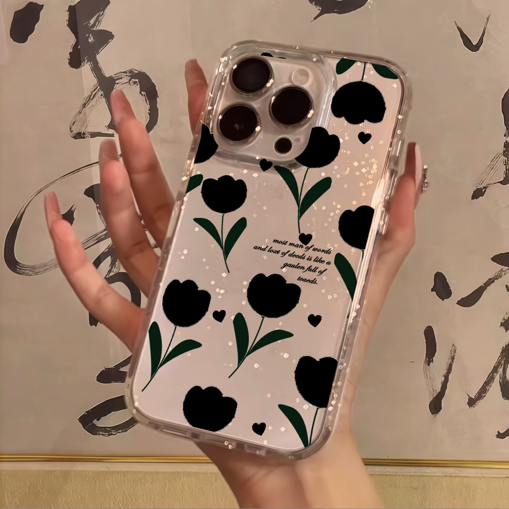Lüks Sade Kiraz Desenli Şeffaf - Glitter Shockproof Case incelemesi ve fiyatı