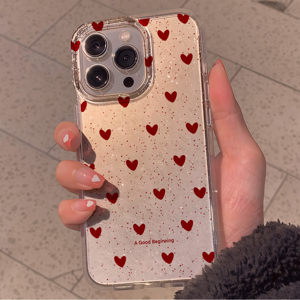 Pembe Kalp Şeklinde Simli Şeff - Glitter Shockproof Case incelemesi ve fiyatı