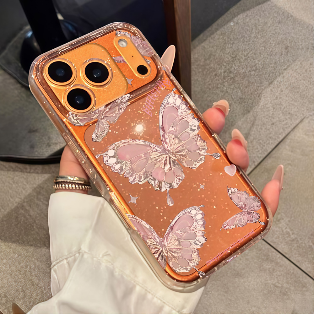 Pembe Kelebek Şeffaf Simli Tel - Glitter Shockproof Case incelemesi ve fiyatı