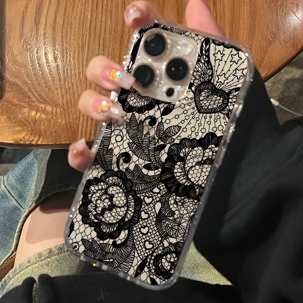 Dantel Çiçekli Şeffaf Telefon  - Glitter Shockproof Case incelemesi ve fiyatı